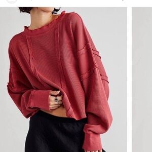 FREE PEOPLE ‘Fade into You’ Red Thermal Top